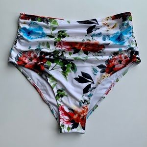 Retro Floral High Waisted Bikini Bottoms